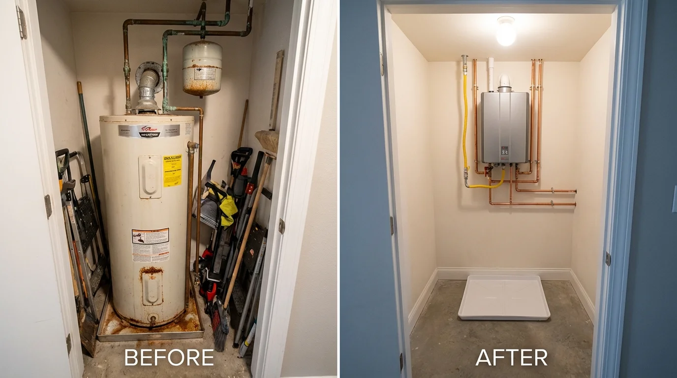 Tank water heater versus wall-mounted tankless unit comparison for Homer, MI homeowners